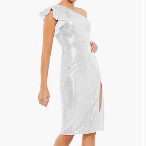 IEENA for MAC DUGGAL Sequin One-Shoulder Sheath Cocktail Dress Size 6 NWT